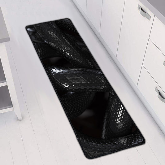 Black Snake Print Long Kitchen Mat
