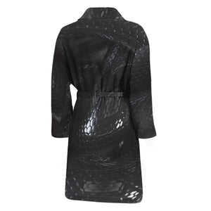 Black Snake Print Men's Bathrobe