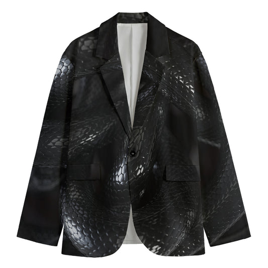 Black Snake Print Men's Blazer