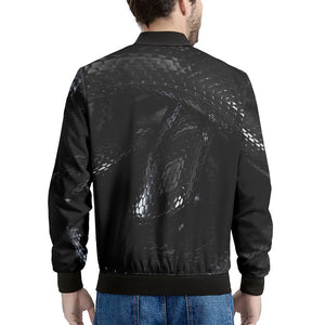 Black Snake Print Men's Bomber Jacket