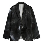 Black Snake Print Men's Cotton Blazer