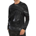 Black Snake Print Men's Long Sleeve Rash Guard