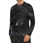 Black Snake Print Men's Long Sleeve Rash Guard