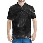 Black Snake Print Men's Polo Shirt
