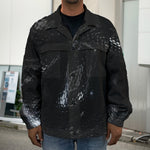 Black Snake Print Men's Shirt Jacket