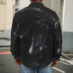 Black Snake Print Men's Shirt Jacket