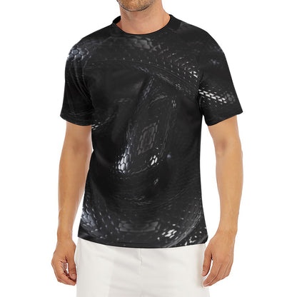 Black Snake Print Men's Short Sleeve Rash Guard