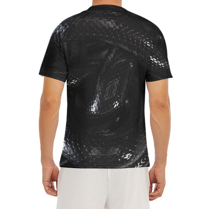 Black Snake Print Men's Short Sleeve Rash Guard