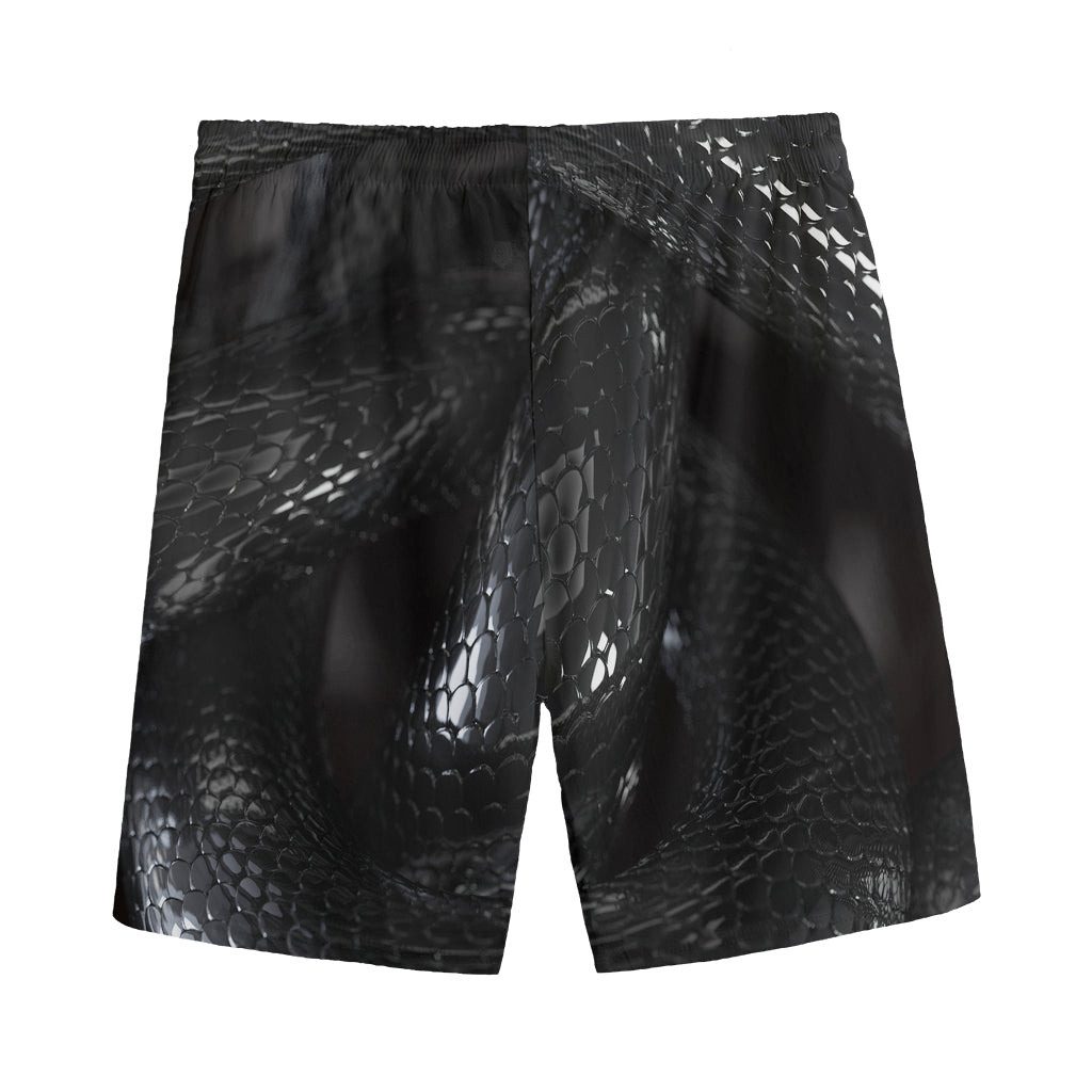 Black Snake Print Men's Sports Shorts