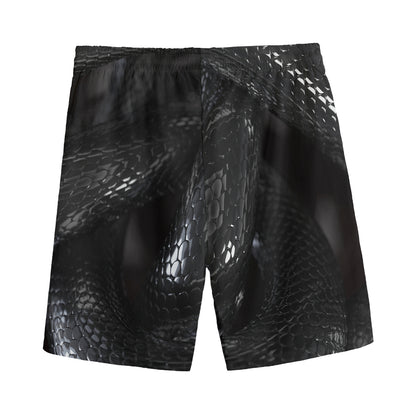 Black Snake Print Men's Sports Shorts