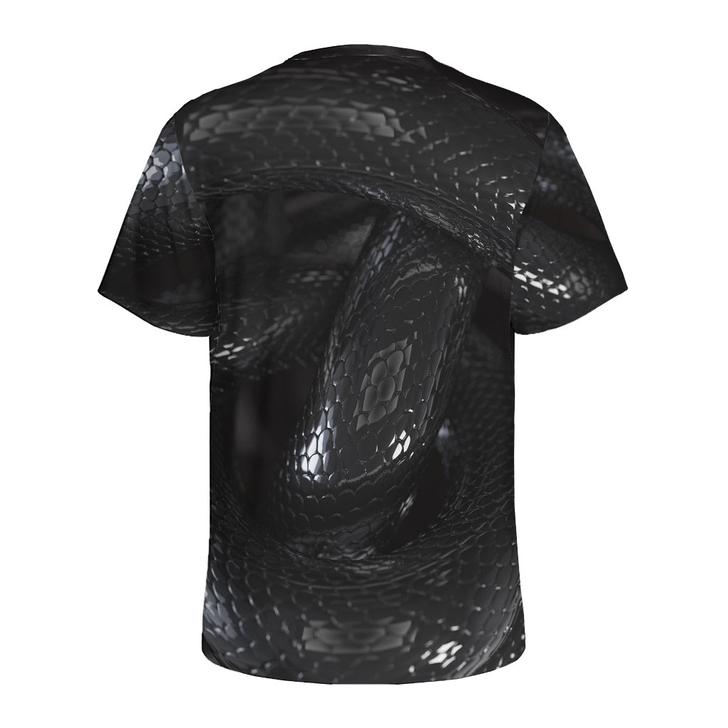Black Snake Print Men's Sports T-Shirt