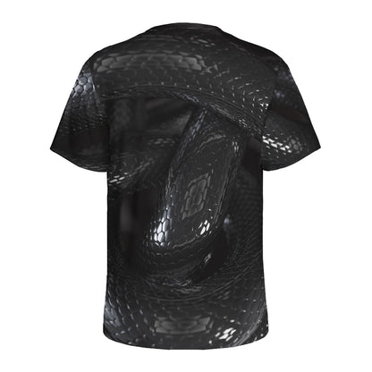 Black Snake Print Men's Sports T-Shirt