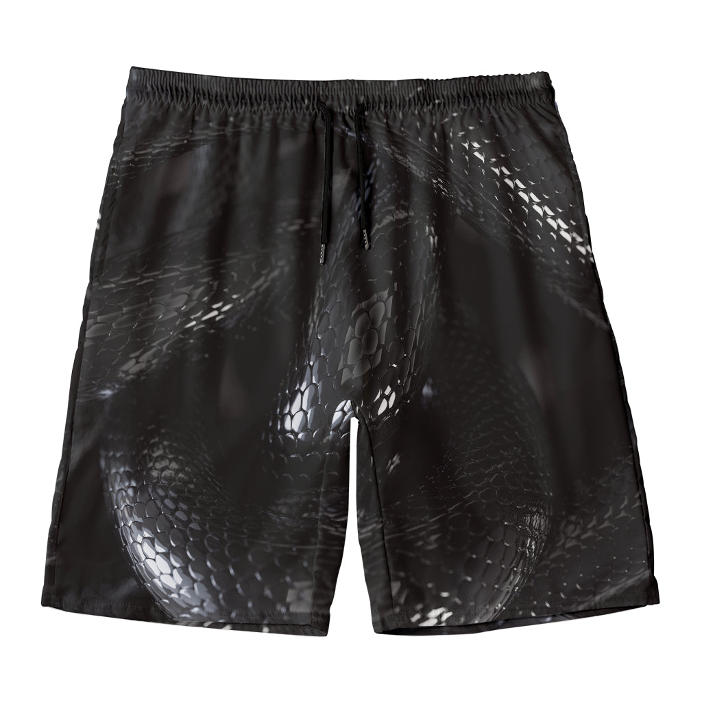 Black Snake Print Men's Swim Trunks