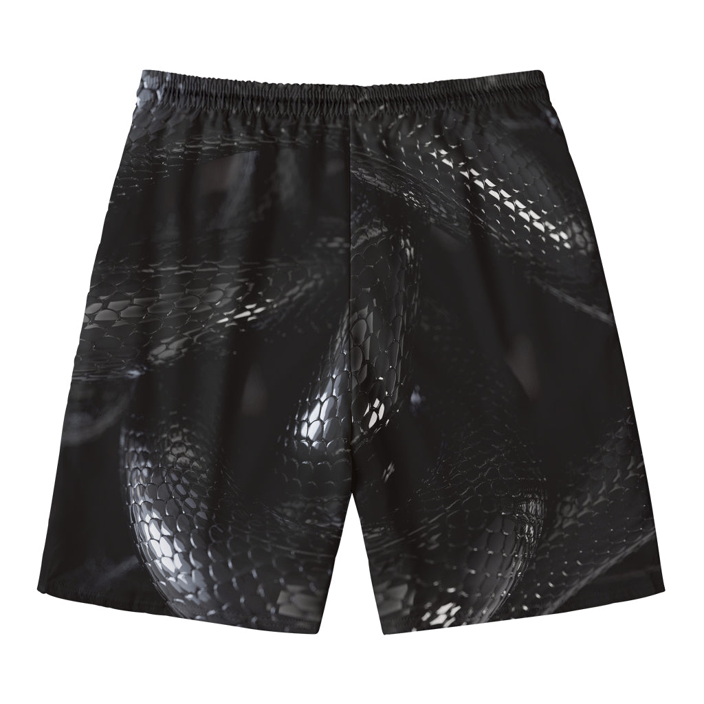 Black Snake Print Men's Swim Trunks