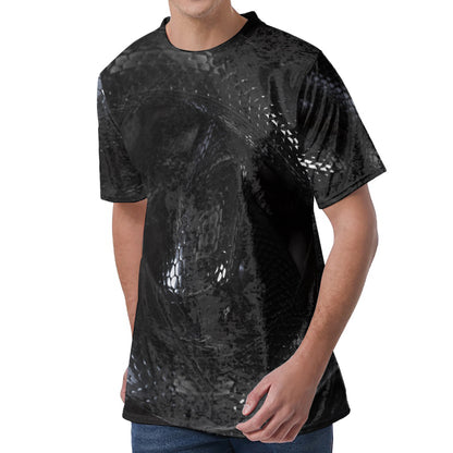 Black Snake Print Men's Velvet T-Shirt
