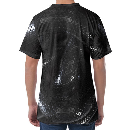 Black Snake Print Men's Velvet T-Shirt