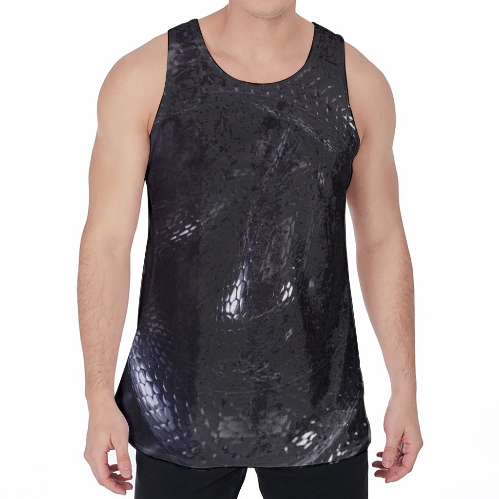Black Snake Print Men's Velvet Tank Top