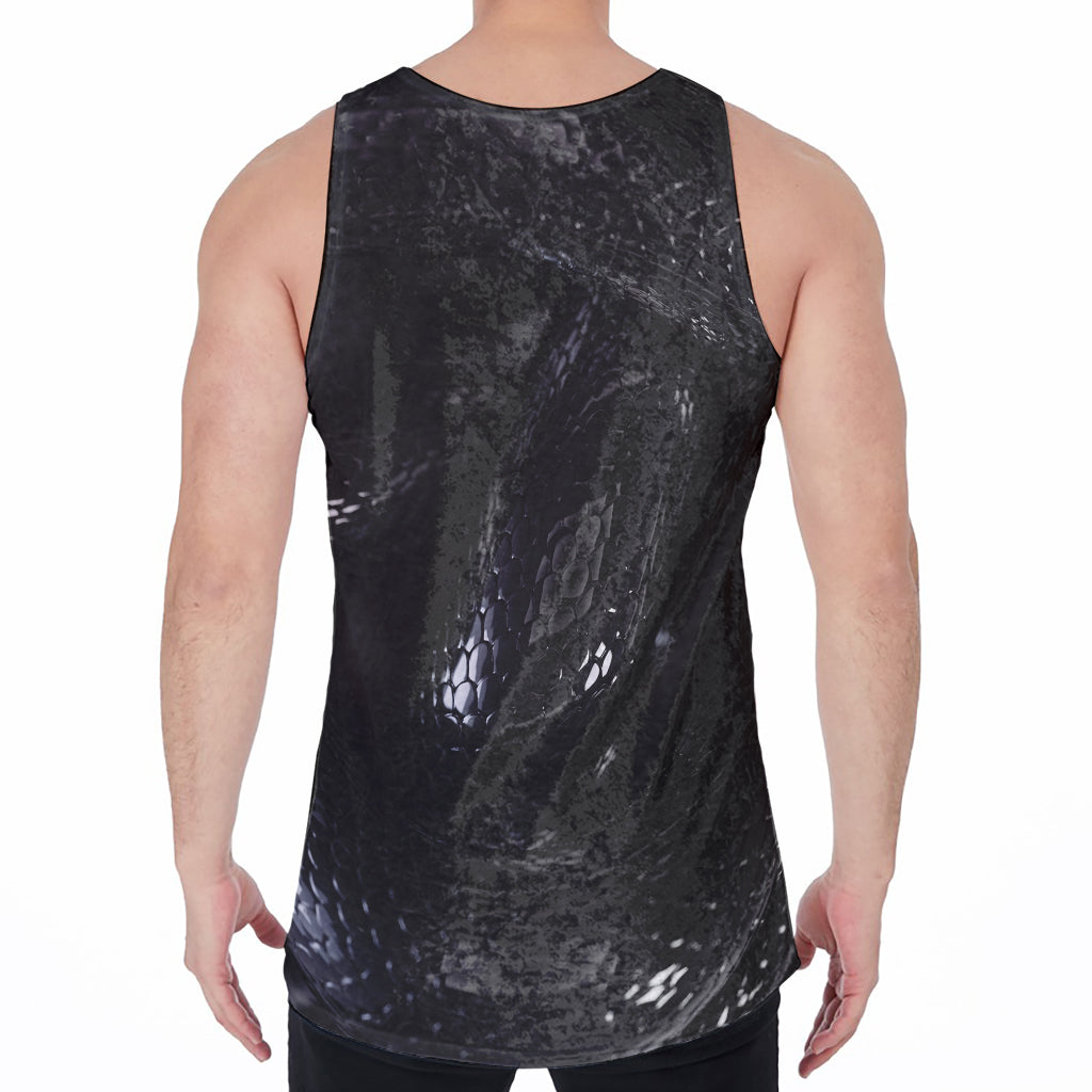 Black Snake Print Men's Velvet Tank Top