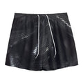 Black Snake Print Mesh Shorts
