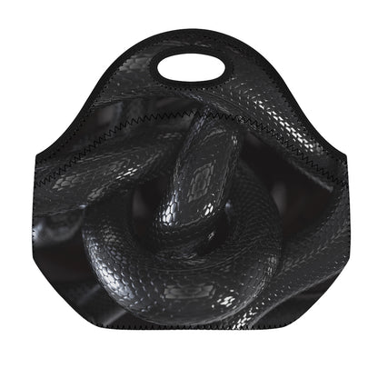 Black Snake Print Neoprene Lunch Bag