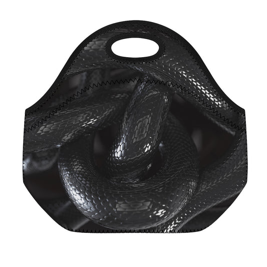 Black Snake Print Neoprene Lunch Bag