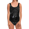 Black Snake Print One Piece Swimsuit