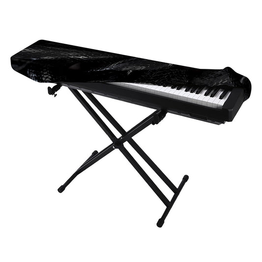 Black Snake Print Piano Keyboard Cover
