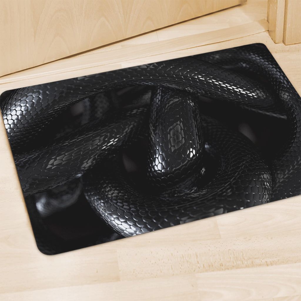 Black Snake Print Polyester Doormat