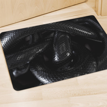 Black Snake Print Polyester Doormat