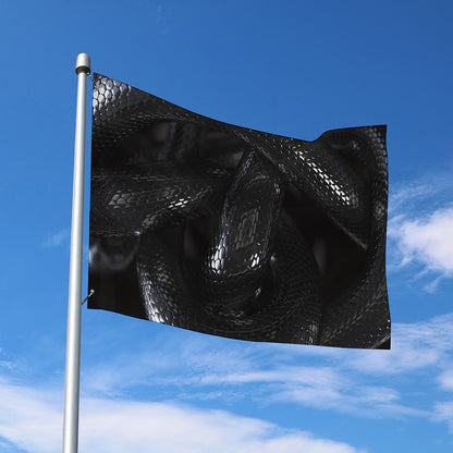 Black Snake Print Polyester Flag