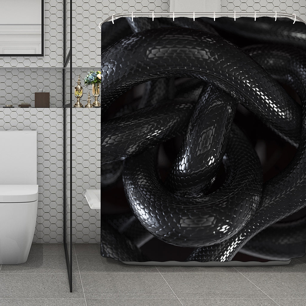 Black Snake Print Polyester Shower Curtain