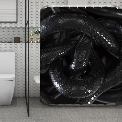 Black Snake Print Polyester Shower Curtain