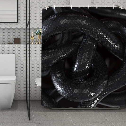 Black Snake Print Polyester Shower Curtain