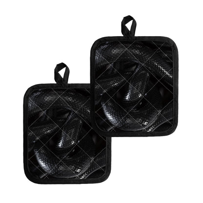 Black Snake Print Pot Holders