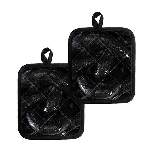 Black Snake Print Pot Holders