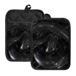 Black Snake Print Pot Holders With Pocket