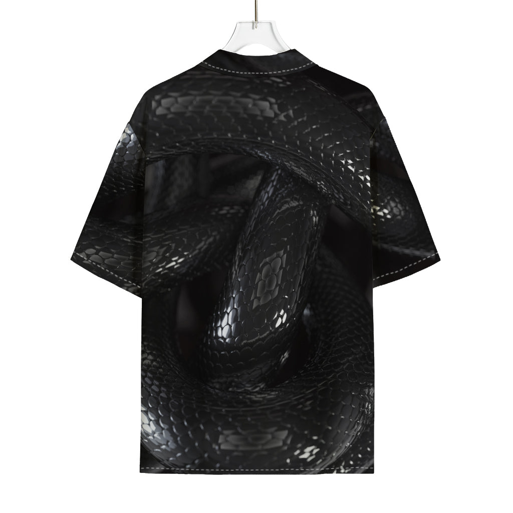 Black Snake Print Rayon Hawaiian Shirt