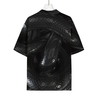 Black Snake Print Rayon Hawaiian Shirt