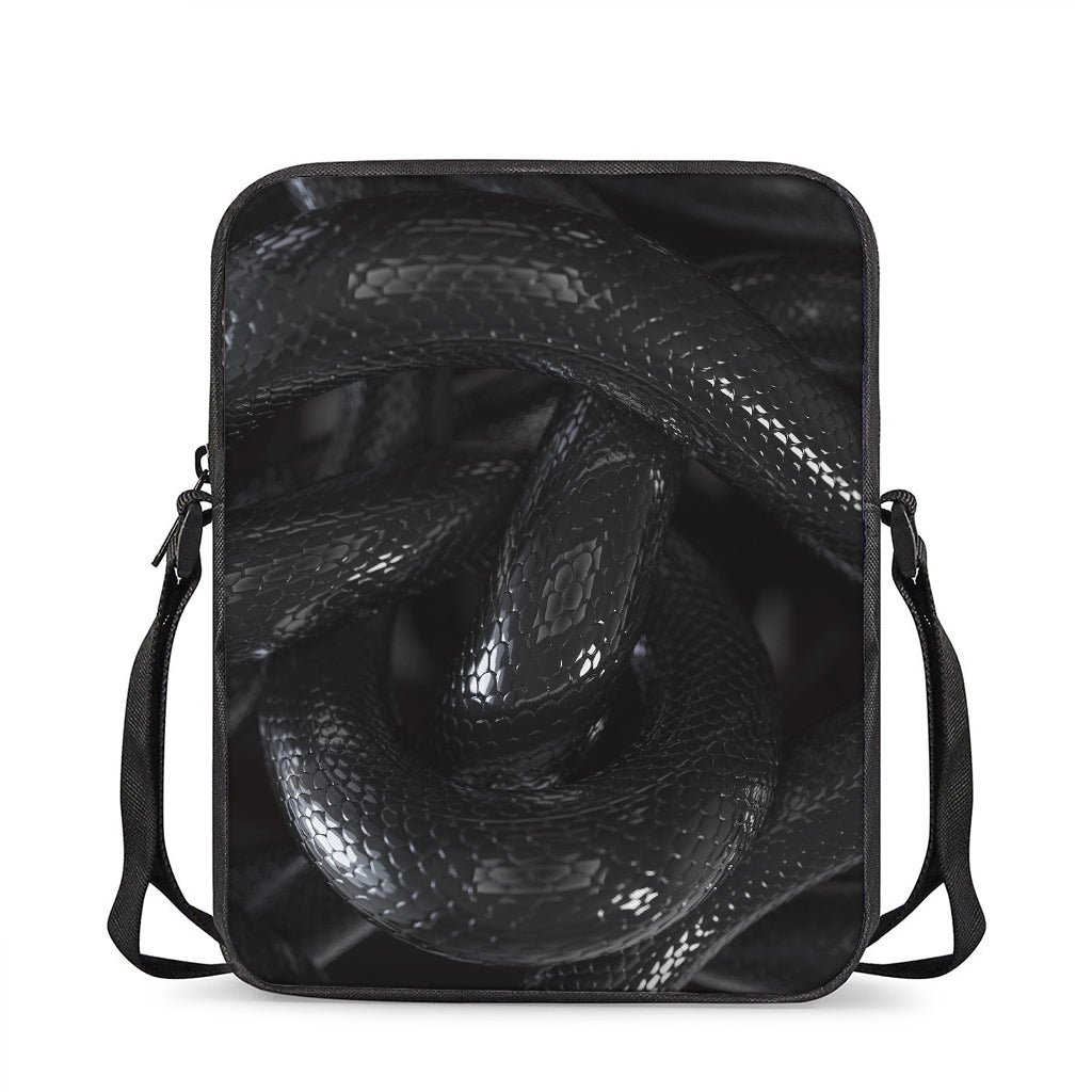 Black Snake Print Rectangular Crossbody Bag