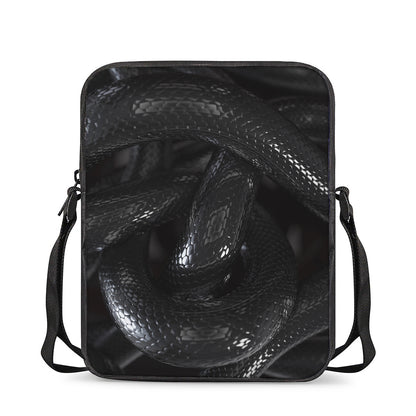 Black Snake Print Rectangular Crossbody Bag