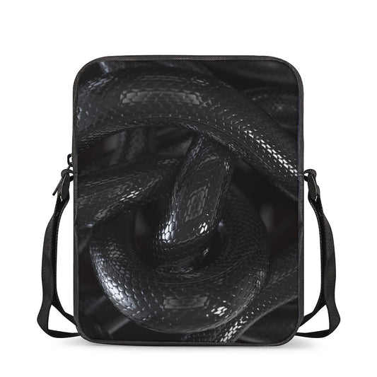 Black Snake Print Rectangular Crossbody Bag