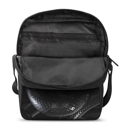 Black Snake Print Rectangular Crossbody Bag
