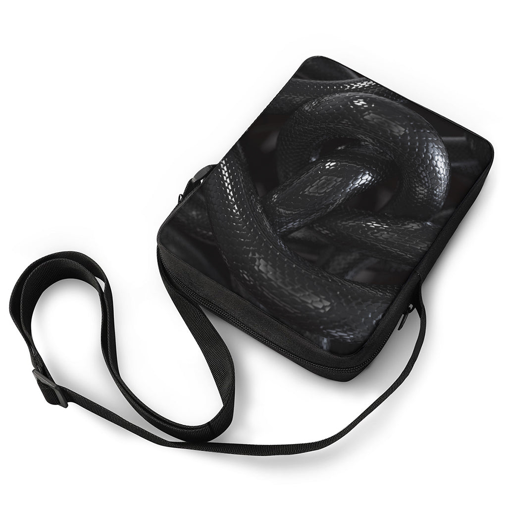 Black Snake Print Rectangular Crossbody Bag