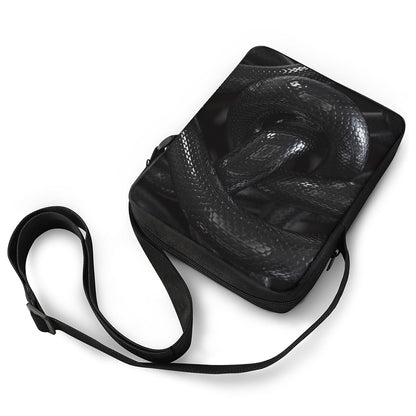 Black Snake Print Rectangular Crossbody Bag