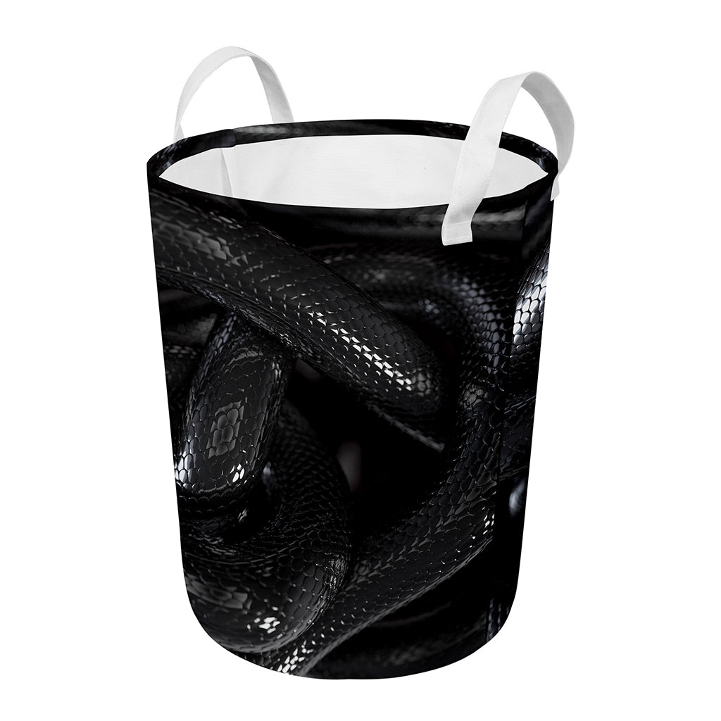 Black Snake Print Round Laundry Basket