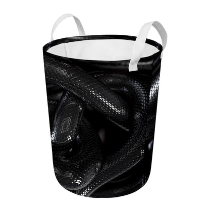 Black Snake Print Round Laundry Basket