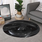 Black Snake Print Round Rug