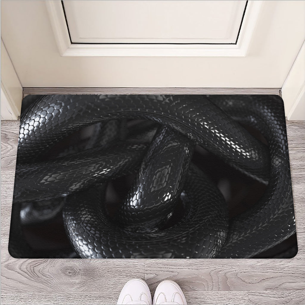 Black Snake Print Rubber Doormat