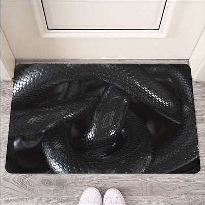 Black Snake Print Rubber Doormat