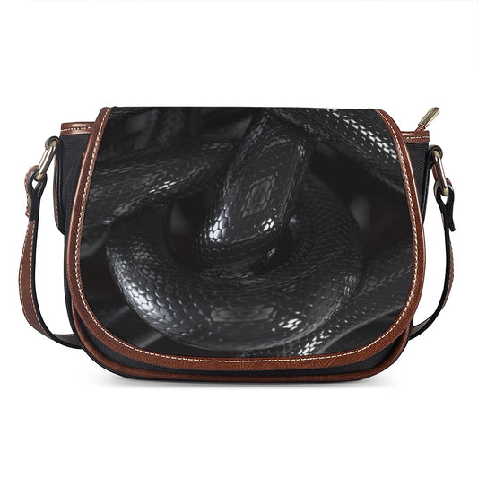 Black Snake Print Saddle Bag